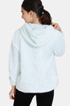 Zivame Fluffy Fur Knit Hoodie Sweatshirt - Baby Blue — thumbnail 3